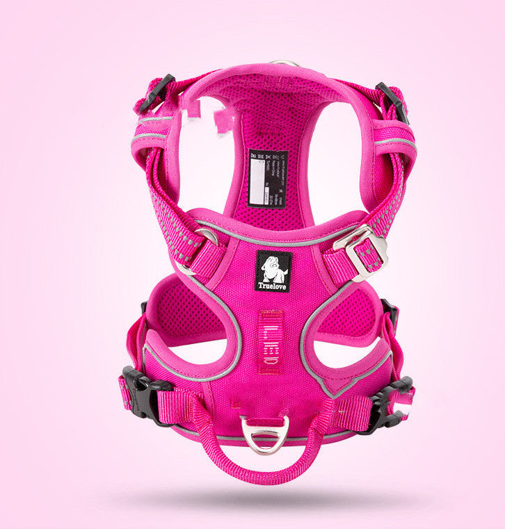FUSHIA DOG HARNESS ON PINK GROUND