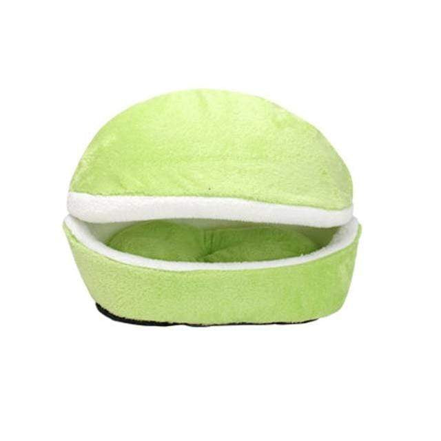 CAT reen pet bed with white trim on a white background