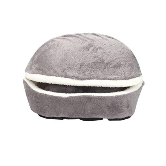 CAT Gray pet bed with white interior on a white background