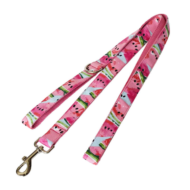 Dog leash with watermelon pattern on a white background