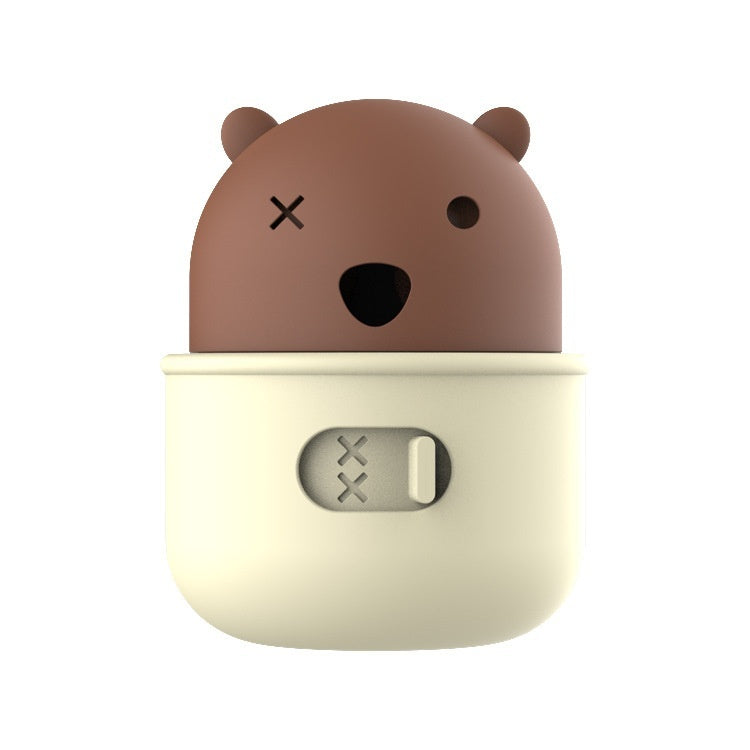 pet toy Silicone bear-shaped container with a cream body and brown top on a white background