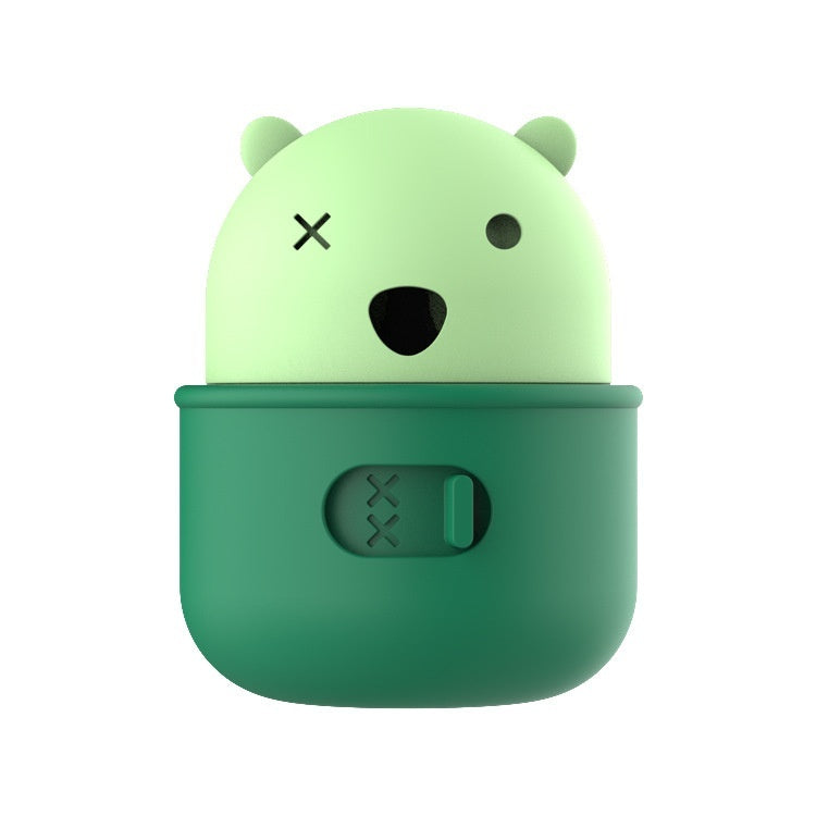 pet toy Green and light green bear-shaped container with a black 'X' on a white background