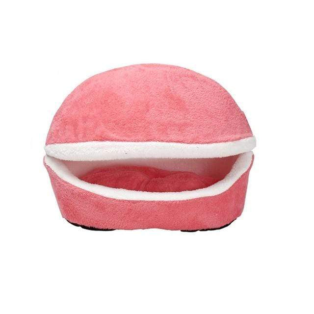 CAT Pink pet bed with white interior on a white background