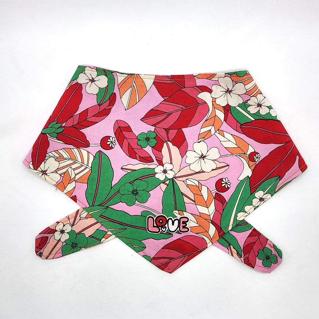 Floral patterned bandana with 'LOVE' text on a white background