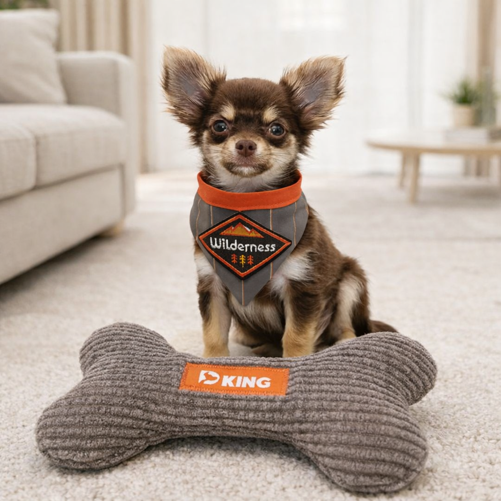 Wilderness striped bandana & plush toy for small dogs