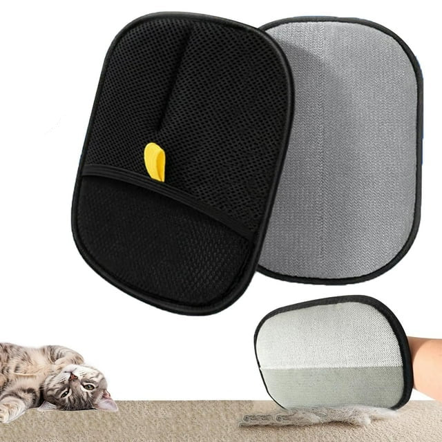 glove to remove hair showing car hair being removed off furniture