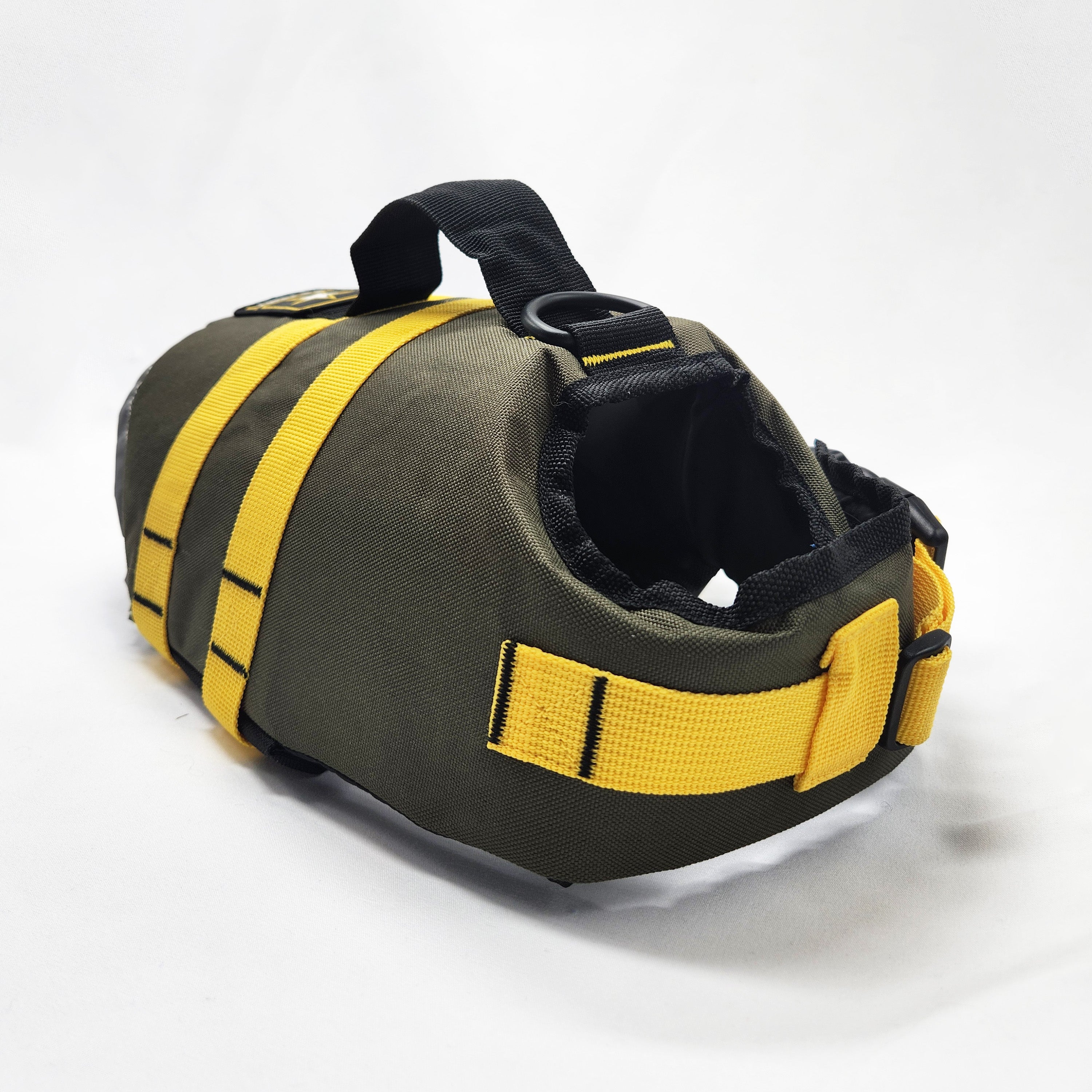 ARMY COLOR DOG LIFE VEST SIDE VIEW
