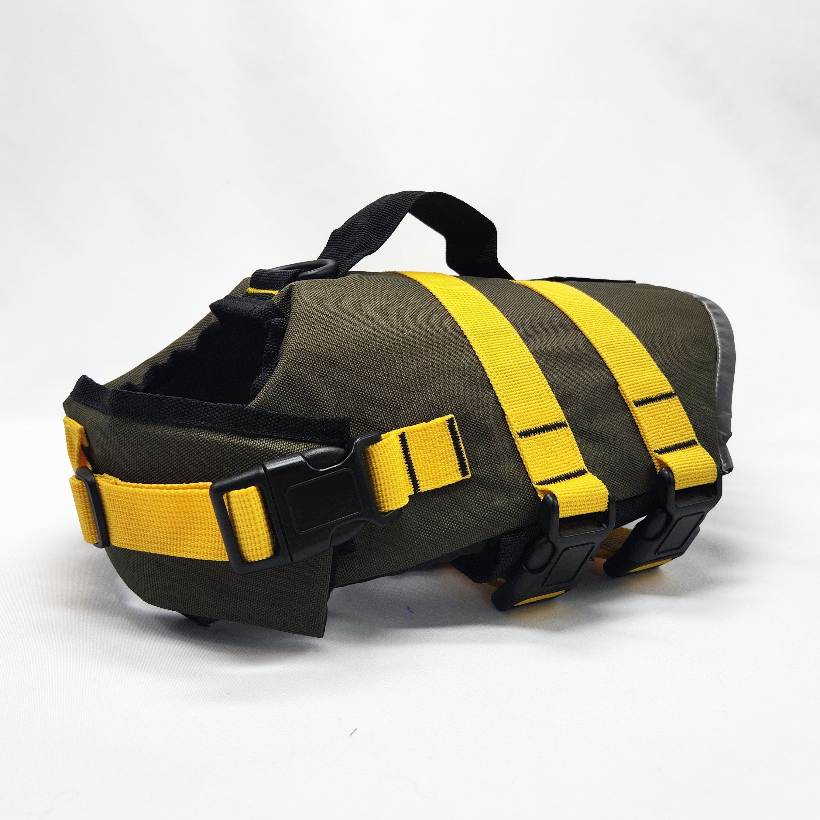 ARMY DOG VEST WITH YELLOW STRAPS
