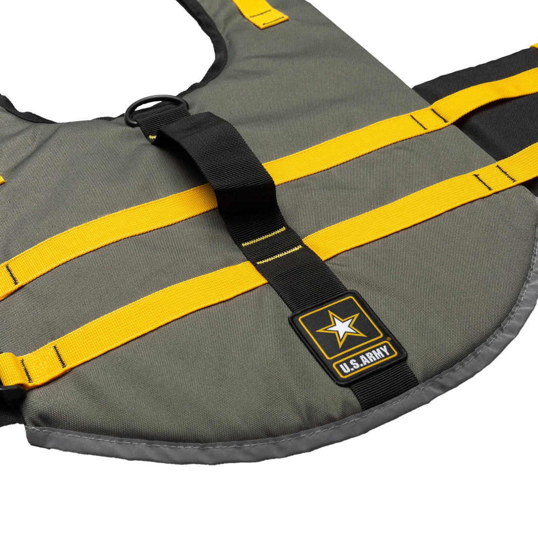 Gilet de sauvetage réglable vert armée pour chien