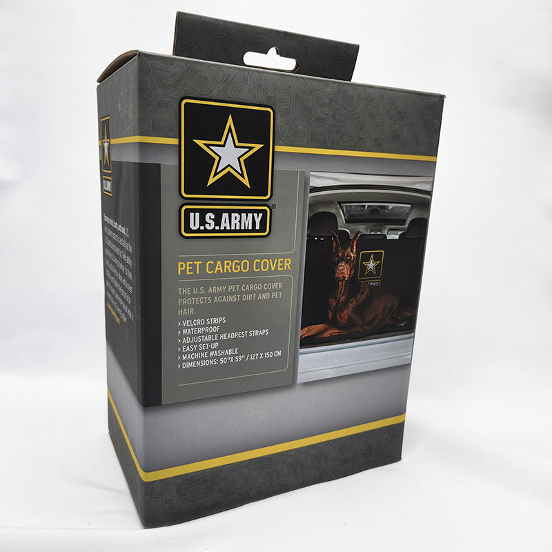 Army pet cargo cover packaging on a white background