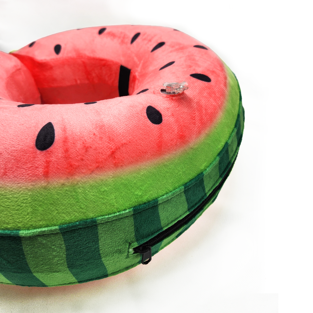 Watermelon-patterned inflatable dog recovery donut