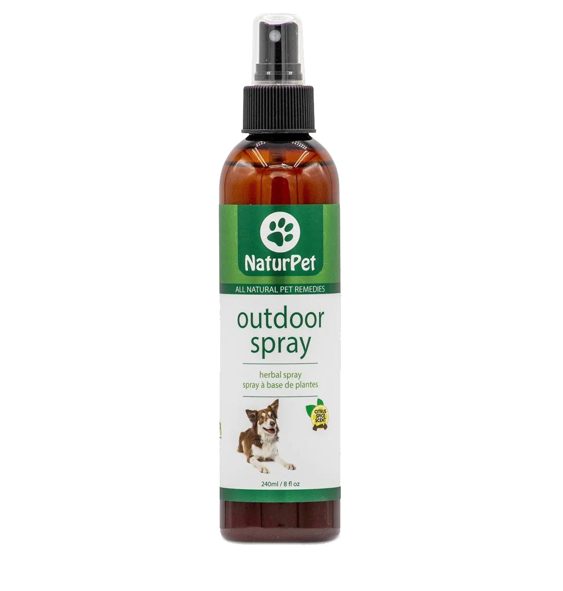 NaturPet outdoor spray bottle on a white background