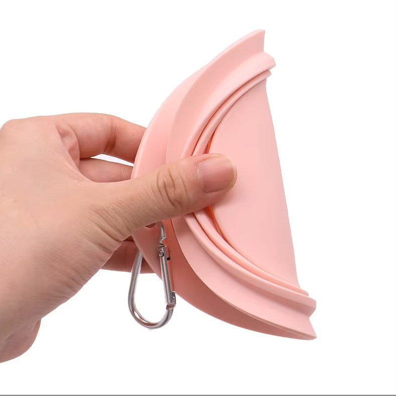 pink silicone feeding and drinking bowl